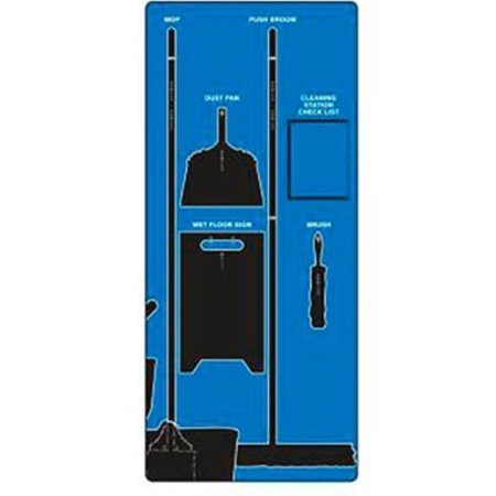 ACCUFORM Accuform Signs Clean & Mop Store-Board, Max Duty Aluminum, Blue on Black PSB609BUBK